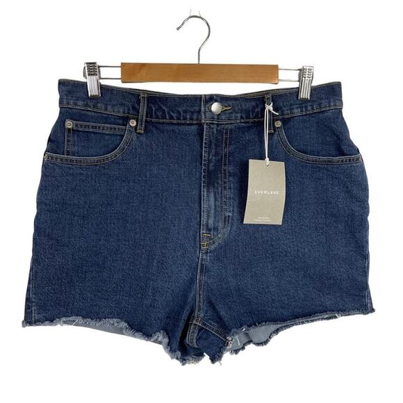 New Everlane The Way-High Denim Short High Rise Raw Hem Organic Cotton Size 31 - Picture 2 of 14